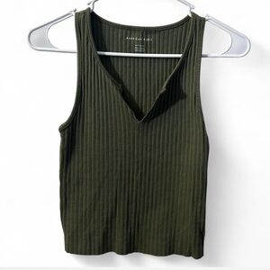 American Eagle Outfitters Dark Green Ribbed Tank Top